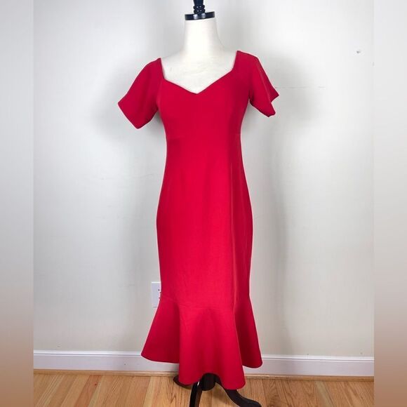 Cinq A Sept Marta Red Midi Off The Shoulder Bodycon Sheath Dress - Picture 2 of 6